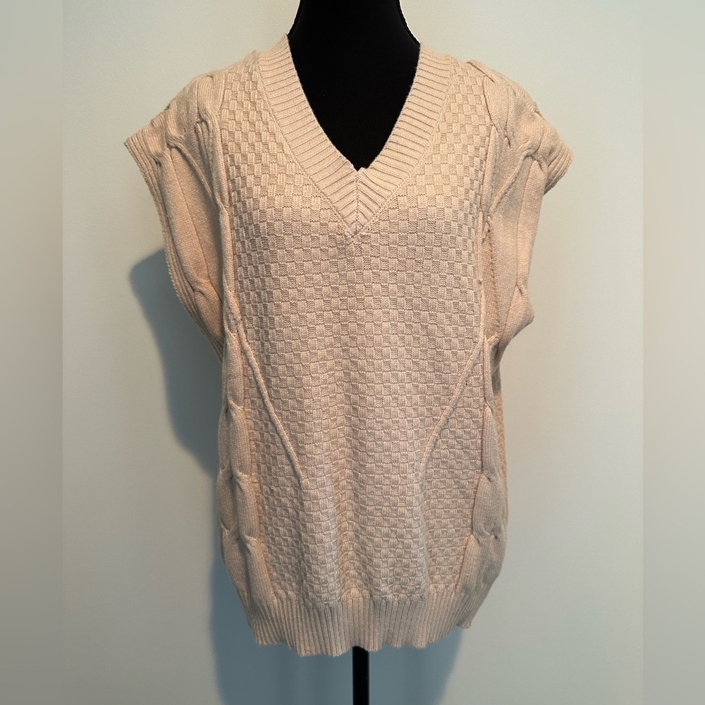 Peach/Cream Cable Knit Sweater Vest